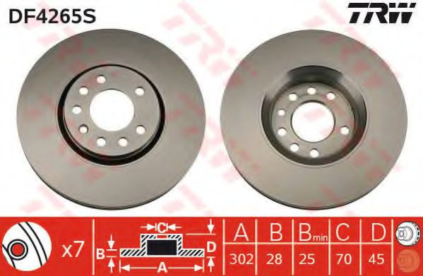 Disc frana OPEL VECTRA C Combi (2003 - 2016) TRW DF4265S piesa NOUA