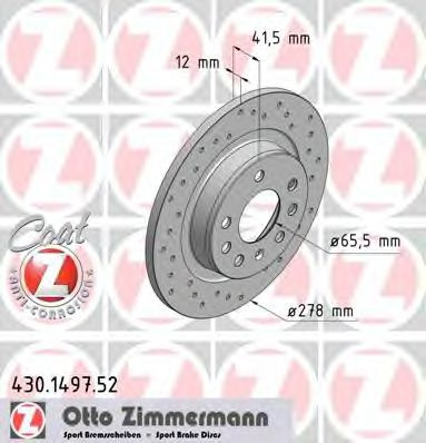 Disc frana OPEL VECTRA C Combi (2003 - 2016) ZIMMERMANN 430.1497.52 piesa NOUA