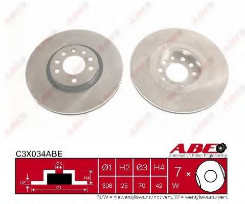 Disc frana OPEL ZAFIRA B (A05) (2005 - 2016) ABE C3X034ABE piesa NOUA