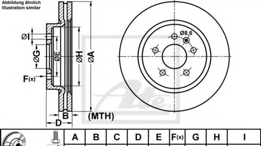 Disc frana OPEL ZAFIRA TOURER C (P12) (2011 - 2016) ATE 24.0123-0116.1 piesa NOUA