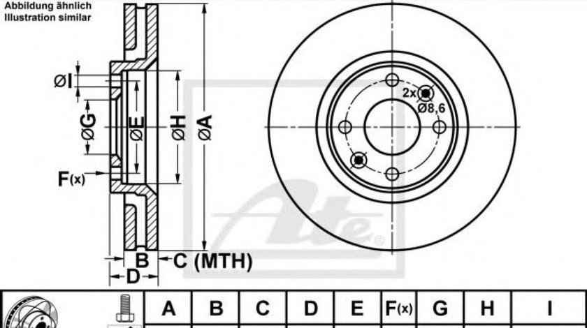 Disc frana PEUGEOT 2008 (2013 - 2016) ATE 24.0326-0120.1 piesa NOUA