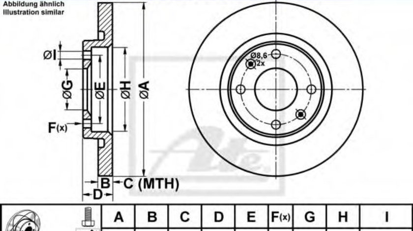 Disc frana PEUGEOT 301 (2012 - 2016) ATE 24.0313-0184.1 piesa NOUA