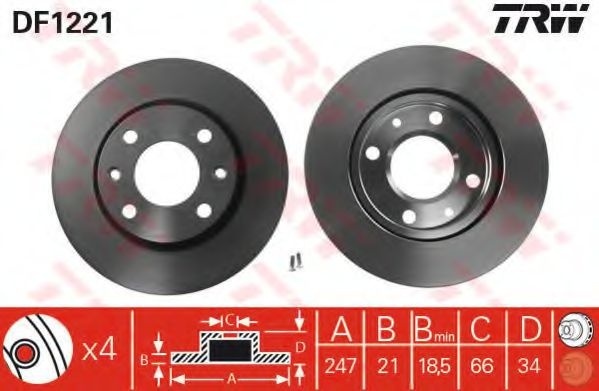 Disc frana PEUGEOT 306 Hatchback (7A, 7C, N3, N5) (1993 - 2003) TRW DF1221 piesa NOUA