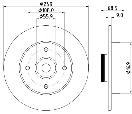 Disc frana PEUGEOT 307 (3A/C) (2000 - 2016) RINGER 0950004266 piesa NOUA