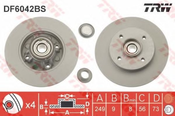 Disc frana PEUGEOT 308 (4A, 4C) (2007 - 2016) TRW DF6042BS piesa NOUA