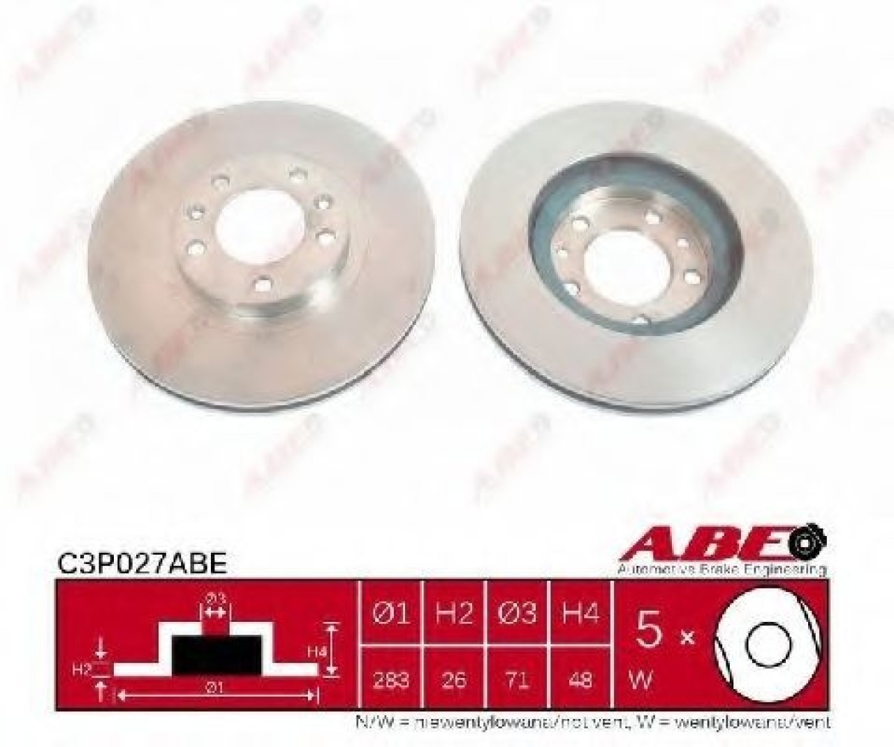 Disc frana PEUGEOT 407 (6D) (2004 - 2016) ABE C3P027ABE piesa NOUA