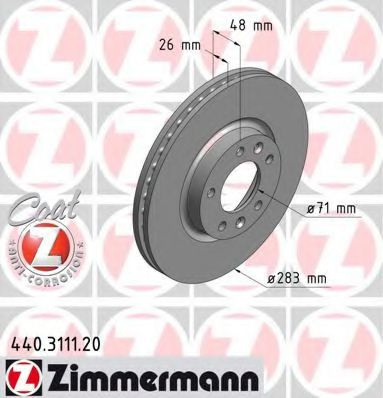 Disc frana PEUGEOT 607 (9D, 9U) (2000 - 2016) ZIMMERMANN 440.3111.20 piesa NOUA