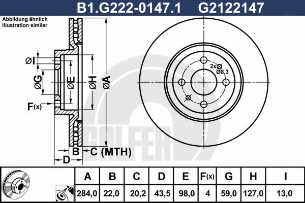 Disc frana PEUGEOT BIPPER Tepee (2008 - 2016) GALFER B1.G222-0147.1 piesa NOUA