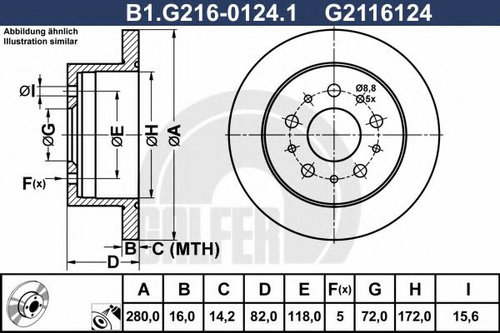 Disc frana PEUGEOT BOXER bus (230P) (1994 - 2002) GALFER B1.G216-0124.1 piesa NOUA