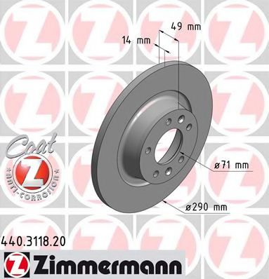 Disc frana PEUGEOT EXPERT platou / sasiu (2007 - 2016) ZIMMERMANN 440.3118.20 piesa NOUA