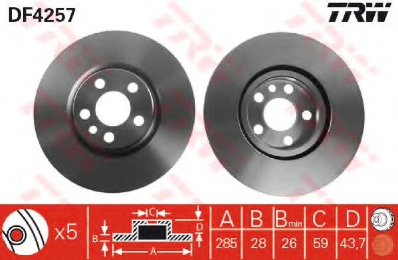 Disc frana PEUGEOT EXPERT platou / sasiu (223) (1995 - 2016) TRW DF4257 piesa NOUA