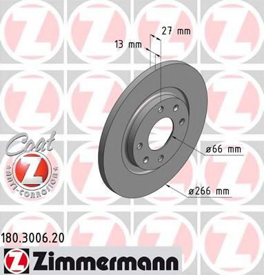 Disc frana PEUGEOT PARTNER caroserie (5) (1996 - 2012) ZIMMERMANN 180.3006.20 piesa NOUA