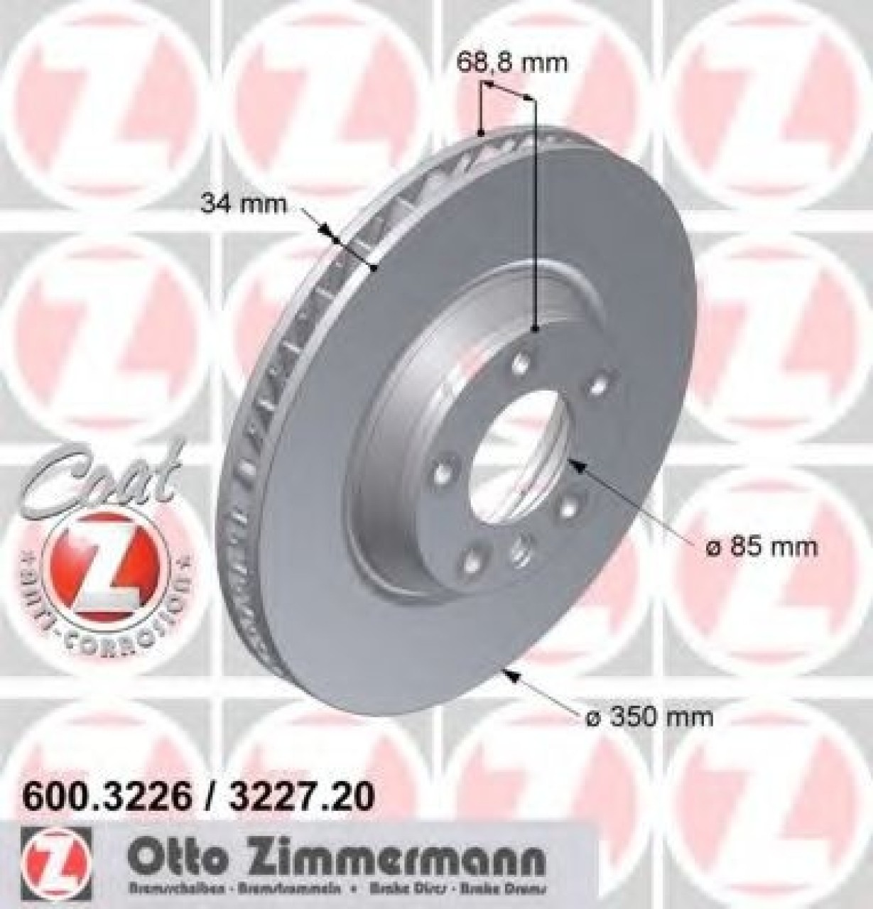 Disc frana PORSCHE CAYENNE (9PA, 955) (2002 - 2010) ZIMMERMANN 600.3226.20 piesa NOUA