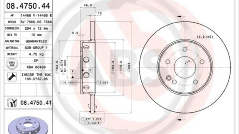 Disc frana punte fata (08475041 ABS) MERCEDES-BENZ