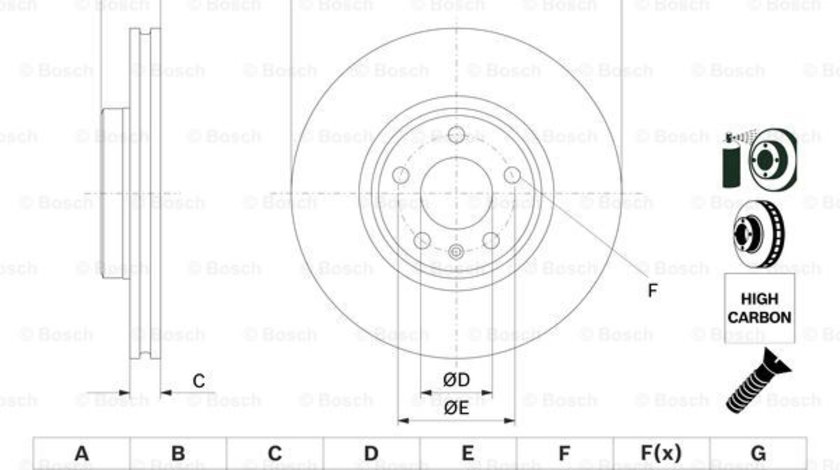 Disc frana punte fata (0986479E49 BOSCH) AUDI