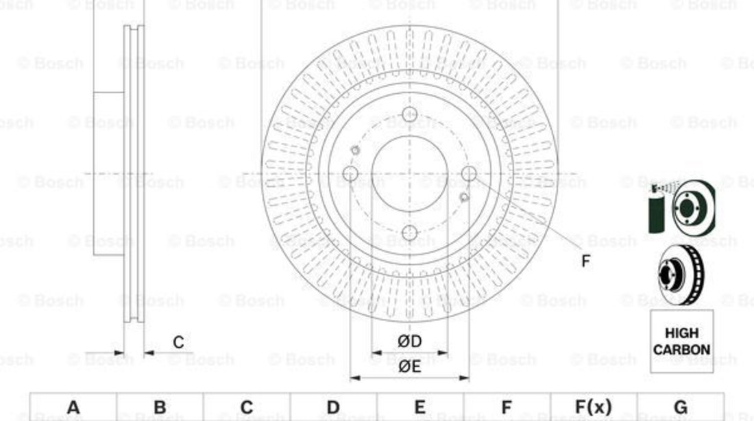 Disc frana punte fata (0986479F14 BOSCH) MITSUBISHI