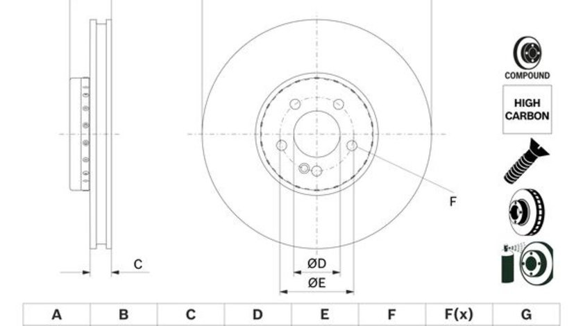 Disc frana punte fata (0986479H41 BOSCH) MERCEDES-BENZ