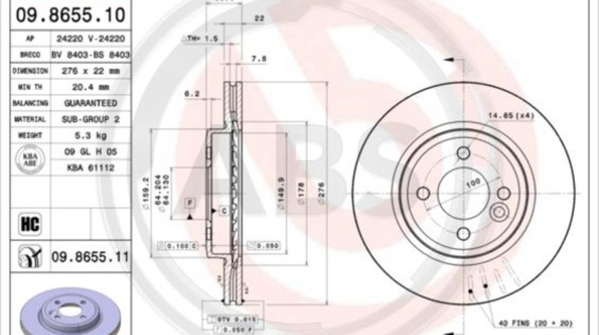 Disc frana punte fata (09865511 ABS) MINI