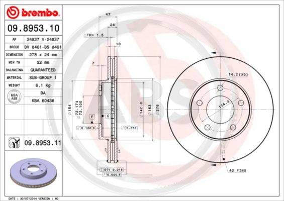 Disc frana punte fata (09895311 ABS) FORD,FORD USA,MAZDA