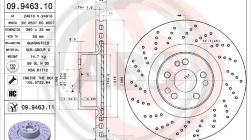 Disc frana punte fata (09946310 ABS) MERCEDES-BENZ