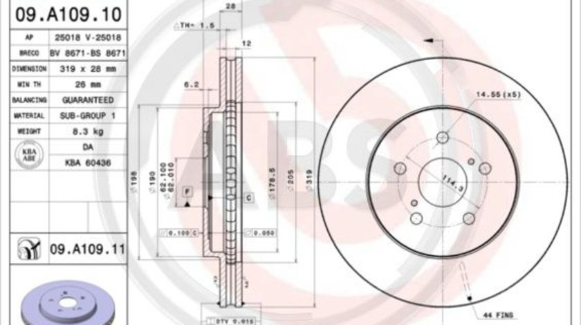 Disc frana punte fata (09A10911 ABS) LEXUS,TOYOTA