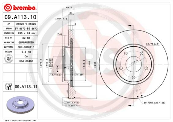 Disc frana punte fata (09A11311 ABS) INFINITI,NISSAN