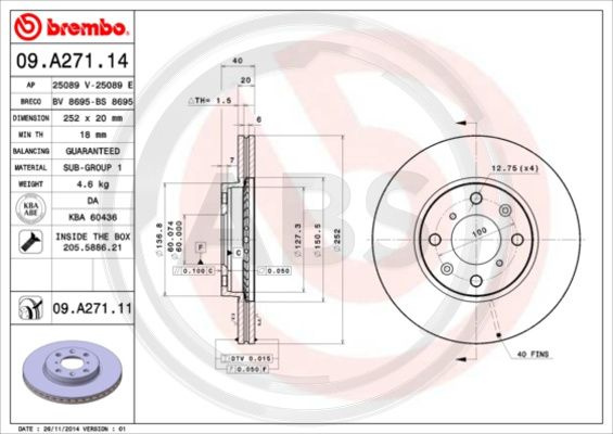 Disc frana punte fata (09A27111 ABS) OPEL,SUZUKI,SUZUKI (CHANGAN),SUZUKI (CHANGHE),VAUXHALL