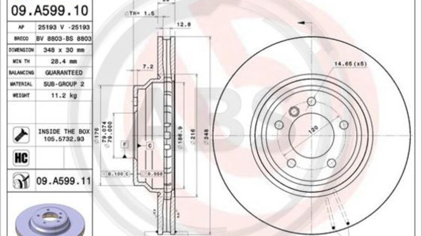 Disc frana punte fata (09A59911 ABS) BMW