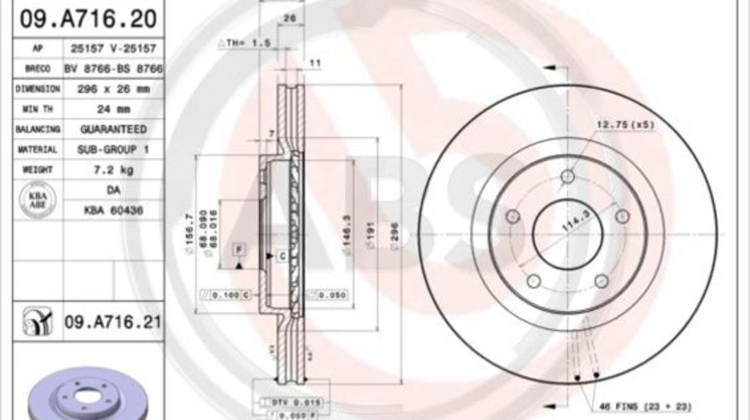 Disc frana punte fata (09A71621 ABS) NISSAN,NISSAN (DFAC)