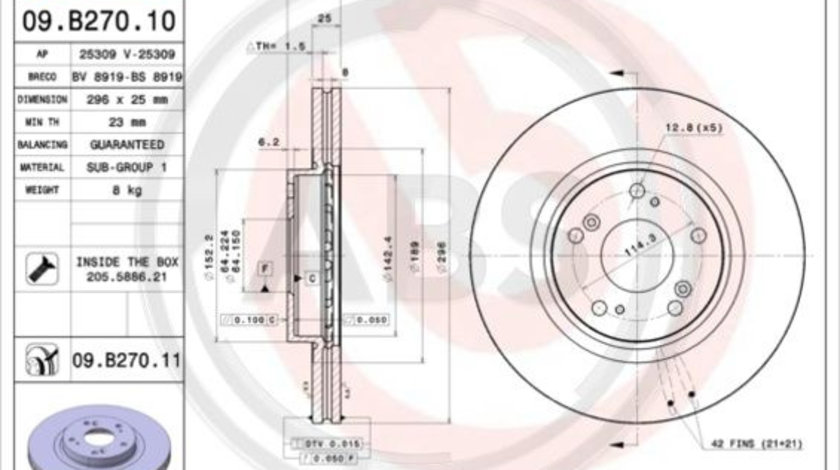 Disc frana punte fata (09B27011 ABS) HONDA