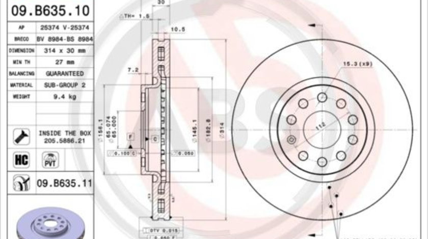 Disc frana punte fata (09B63511 ABS) SEAT,SKODA,VW,VW (SVW)