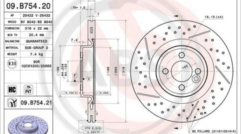 Disc frana punte fata (09B75421 ABS) MINI