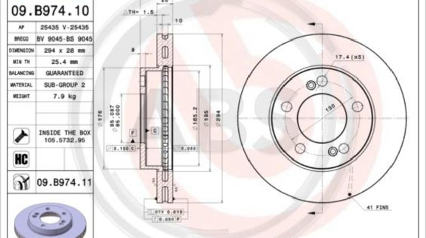 Disc frana punte fata (09B97411 ABS) SSANGYONG