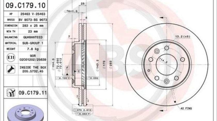 Disc frana punte fata (09C17911 ABS) MAZDA,MAZDA (FAW)