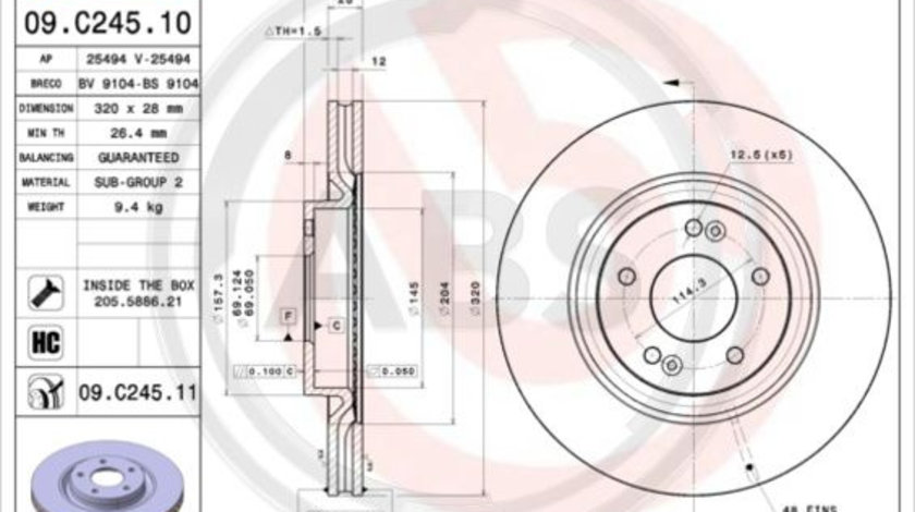 Disc frana punte fata (09C24511 ABS) HYUNDAI,KIA,KIA (DYK)