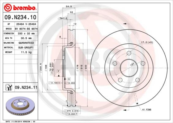 Disc frana punte fata (09N23411 ABS) DODGE,JEEP