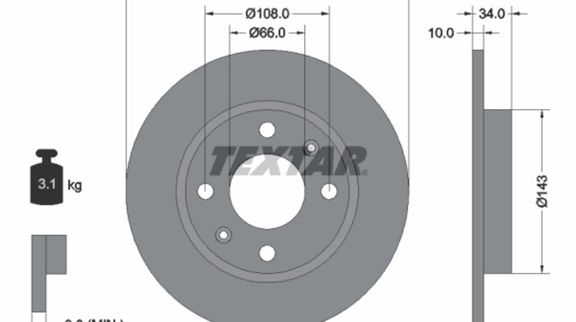 Disc frana punte fata (92029803 TEXTAR) Citroen,DALLAS,PEUGEOT