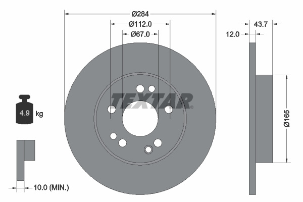 Disc frana punte fata (92031803 TEXTAR) MERCEDES-BENZ