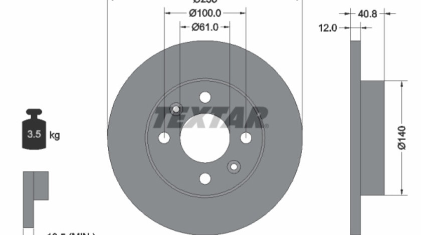 Disc frana punte fata (92036103 TEXTAR) DACIA,LADA,MAHINDRA RENAULT,NISSAN,RENAULT