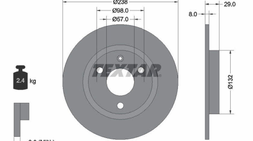 Disc frana punte fata (92038500 TEXTAR) Citroen,MEGA,PEUGEOT,PROTON