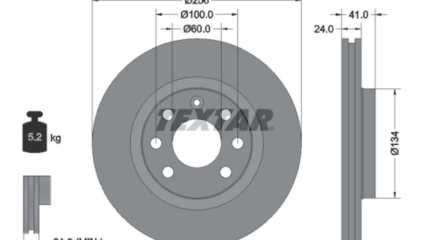 Disc frana punte fata (92039203 TEXTAR) CHEVROLET,DAEWOO,FSO,HOLDEN,LOTUS,OPEL,VAUXHALL,ZAZ