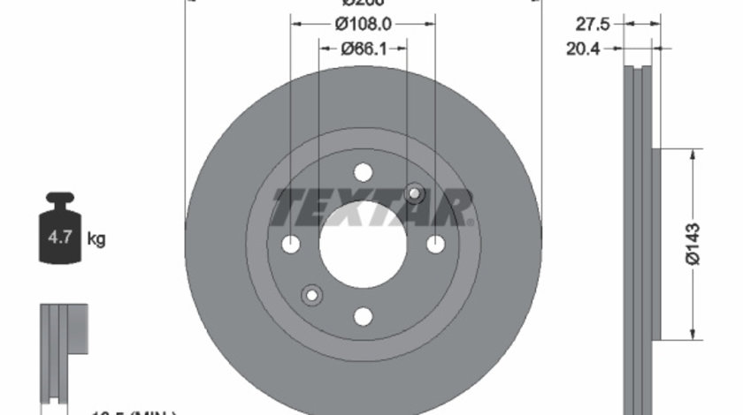 Disc frana punte fata (92048103 TEXTAR) Citroen,Citroen (DF-PSA),NISSAN (DFAC),PEUGEOT