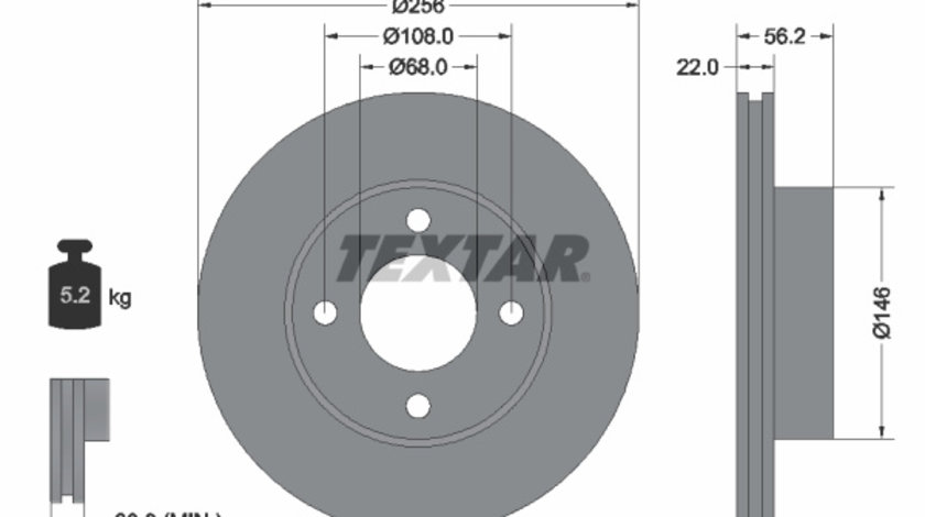 Disc frana punte fata (92054200 TEXTAR) AUDI