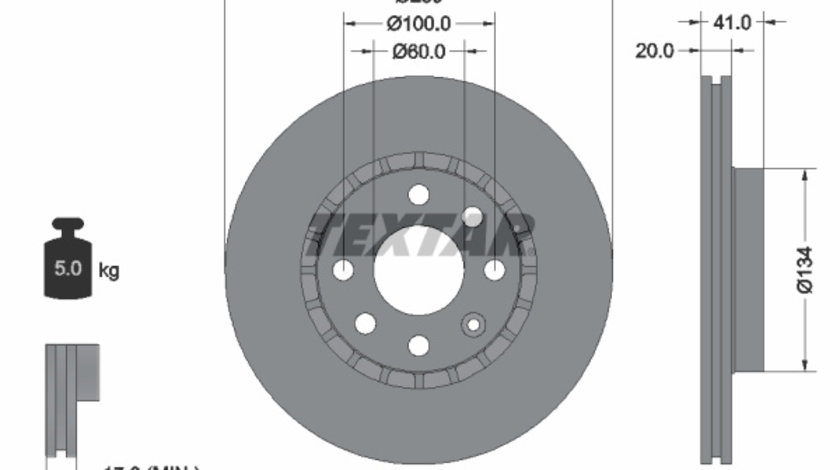 Disc frana punte fata (92056503 TEXTAR) CHEVROLET,HOLDEN,OPEL,VAUXHALL