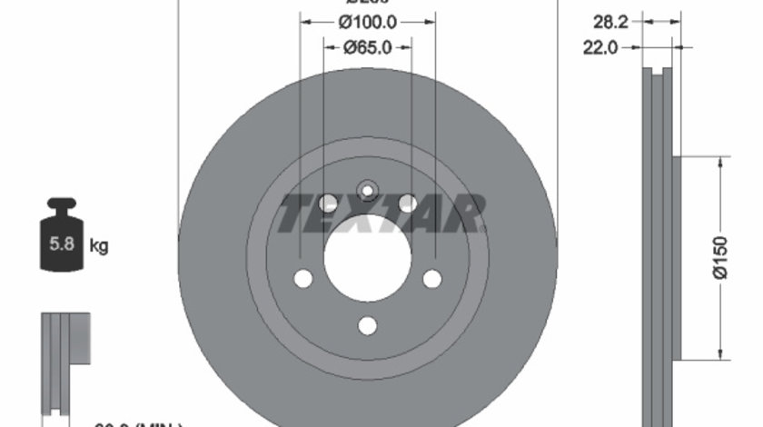 Disc frana punte fata (92057100 TEXTAR) SEAT,VW