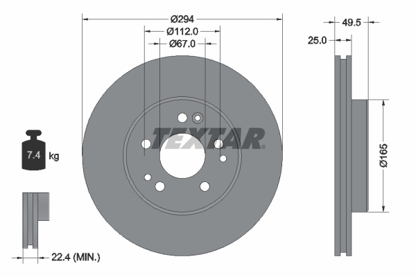 Disc frana punte fata (92060000 TEXTAR) MERCEDES-BENZ