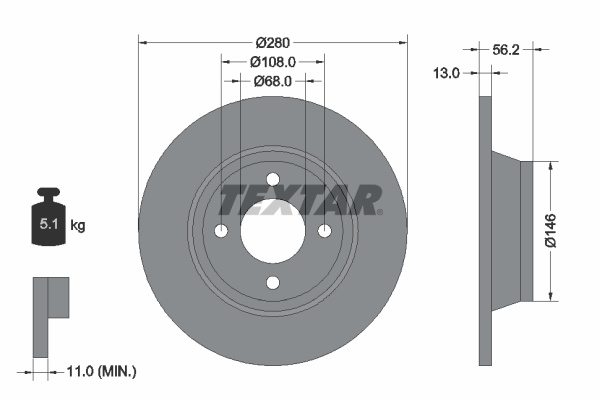 Disc frana punte fata (92060400 TEXTAR) AUDI