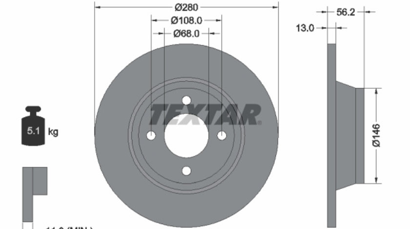 Disc frana punte fata (92060400 TEXTAR) AUDI