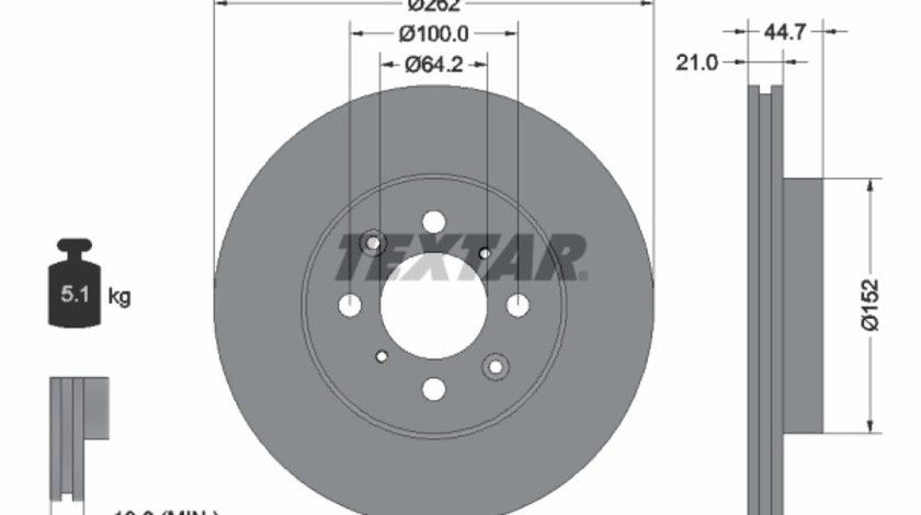 Disc frana punte fata (92060903 TEXTAR) ACURA,HONDA,HONDA (GAC),LOTUS,MG,MG (NANJING),ROVER