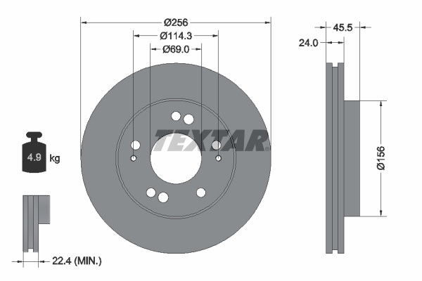 Disc frana punte fata (92063000 TEXTAR) CHRYSLER,DODGE,MITSUBISHI